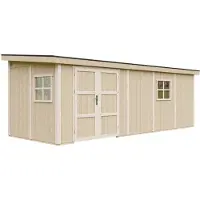 Timbela M941B - LP SmartSide Tuinhuis op houtbasis - 14,3 m² - 648x248xH231 cm - zonder vloer en zijwand (totaal 3 wanden)