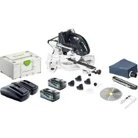 Festool KAPEX KSC 60 Basic accu afkortzaag 18 V / 36 V 216 mm borstelloos + 2x accu 8.0 Ah + lader + Systainer