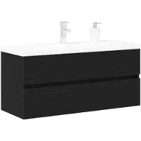 vidaXL Wastafel kabinet voor de badkamer Zwart Eiken 100 x 39 x 62 cm