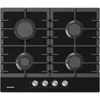 Heinner HBH-M421IRFGBK inbouw gasfornuis, 60 cm, 4 branders, elektronische ontsteking, zwart glas