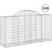 vidaXL Gabionen met boogvorm, 40 stuks, 200x50x100/120 cm, verzinkt staal
