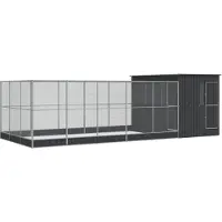 vidaXL Volière met verlengstuk 704x303x216 cm staal zilverkleurig