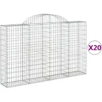 vidaXL Gabionen met boogvorm, 20 stuks, 200x30x120/140 cm, verzinkt staal