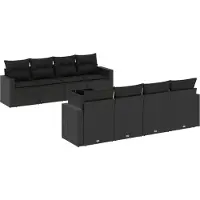 vidaXL 9-delige Loungeset met kussens poly rattan zwart