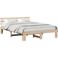 vidaXL Bedframe met hoofdeinde Naturel 160 x 200 cm Massief grenenhout