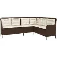 vidaXL Tuinbank met kussens L-vormig poly rattan bruin