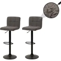Mendler Set van 2 barkrukken -G87, barkruk barstoel, in hoogte verstelbaar draaibaar, Boucle stof (450g/m²) ~ donkergrijs