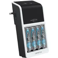 Ansmann Comfort Plus Batterij Snellader voor AA / AAA / 9V Ni-MH batterijen + oplaadbare AA Ni-MH batterijen (4 stuks, 2100 mAh)