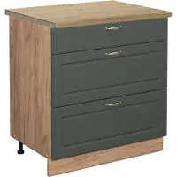 Vicco Fame-Line Keukenonderkast – 80 cm met 3 laden, WB Eik Groen-Goud Landhuis