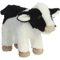Aurora Knuffeldier koe - pluche knuffel - zwart/wit - 26 cm - knuffeldieren - boerderij dieren