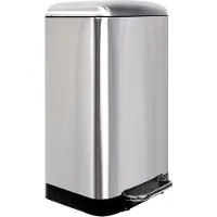 Perel metalen pedaalemmer met uitneembare emmer, solide antislipvoet en versterkte pedaal, ideaal voor thuis en op kantoor, inhoud 30 liter, rechthoekig 61,5 x 32,5 x 34,5 cm, grijs roestvrij staal