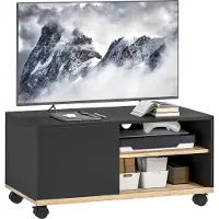 HOMCOM TV-standaard-Spaanplaat-80L x 45B x 39H cm-Zwart+Eiken