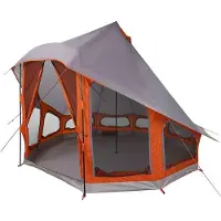 vidaXL Tipi Tent met dak Grijs en Oranje 404 x 370 x 270 cm taft