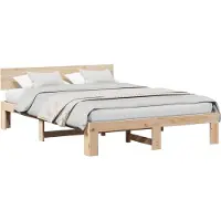 vidaXL Bedframe met hoofdeinde Naturel 150 x 200 cm Massief grenenhout