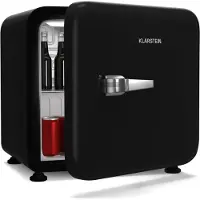 Klarstein Audrey Evo 43L minikoelkast - retro design, stil (40 dB), compressor, verstelbare pootjes, omkeerbare deur, kleine koelkast voor slaapkamers en kantoren, zwart