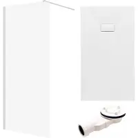 Badland Ketil Vidar doucheset 100 x 80 cm chroom/wit - walk-in douchewand met douchebak
