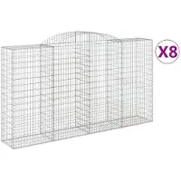 vidaXL Gabionen met boogvorm, 8 stuks, 300x50x160/180 cm, verzinkt staal
