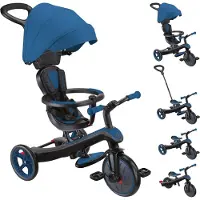 Globber EXPLORER TRIKE 4-in-1 – Duowagen, driewieler en loopfiets, 10/8,5 inch, TPR-zitting, in hoogte verstelbaar, blauw