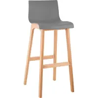 CLP Hover Barkruk - Natura houten frame - Kunststof zitting grijs/natura