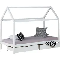 Homestyle4u Kinderbed - 90x200 cm - Huisbed - met bedlade - Wit