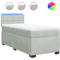 vidaXL Boxspring met matras fluweel lichtgrijs 80x200 cm