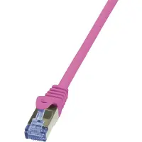 Logilink CQ3029S RJ45 Netwerkkabel, patchkabel CAT 6A S/FTP 0.50 m Pink Vlambestendig, Snagless 1 stuk(s)