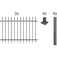 Alberts 510831 compleet hekwerkset Chaussee, voor montage op harde ondergrond, antraciet, hoogte 120 cm, lengte 6 m