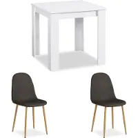 Homestyle4u Eethoeken - 80x80 cm - met 2 stoelen - Eettafel wit - Stoel antraciet