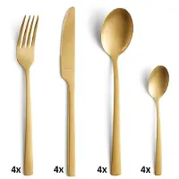 Amefa Manille Vintage - Goud - 16 delige bestekset - 4 persoons - RVS - Vaatwasmachinebestendig - 18/0