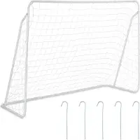 Relaxdays voetbaldoel - staal - tuin - metalen voetbaldoel - wit - grote voetbalgoal