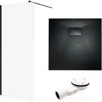 Badland Ketil Vidar doucheset 90 x 90 cm zwart - walk-in douchewand met douchebak