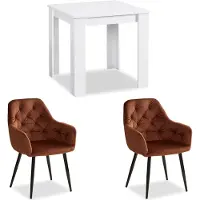 Homestyle4u Eethoeken - 80x80 cm - met 2 Stoelen - Bruin - Eettafel Wit