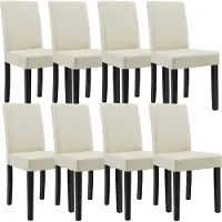 En.casa [] 8 gestoffeerde fauteuils (crème - ivoor) (van hoge kwaliteit) met poten van massief hout / bekleding van kunstleer / elegant