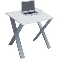 VCM Lona Bureau 80x80 cm X-frame wit/zilverkleurig.