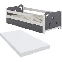 VitaliSpa Jessica Kinderbed – 80x160 cm met lade en matras Wit/Grijs