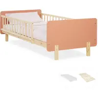 Homestyle4u Kinderbed - 90x200 cm - Houten bed - met Valbeveiliging - matras - Rood