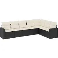 vidaXL 7-delige Loungeset met kussens poly rattan zwart