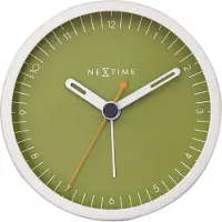 Nextime Small – Tafelwekker – 9 × 9 × 7.5 cm – Metaal – Wit/Groen – Stil