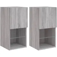 DKD Home Decor Tv-meubelen 2 st met LED-verlichting 30,5x30x60 cm grijs sonoma