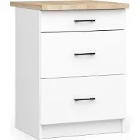 Akord Keukenkast modulaire OLIWIA S60 met Verkblad / Onderkast met 3 Lades / Furniture Factory / Wit / 60 x 85 x 46 cm