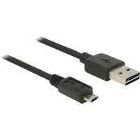 DeLOCK Easy-Micro USB naar Easy-USB-A kabel - USB2.0 - tot 2A / zwart - 2 meter
