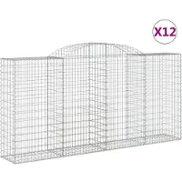 vidaXL Gabionen met boogvorm, 12 stuks, 300x50x140/160 cm, verzinkt staal