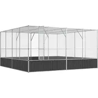 vidaXL Volière 418x414x212 cm staal zilverkleurig
