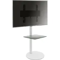 VCM Cirla TV-meubel met 1 plank, ronde basis, Wit, helder glas.