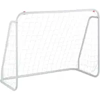 Relaxdays voetbaldoel, voor kinderen en volwassenen, trainingsdoel voor de tuin, afmetingen: 96x124x61 cm, stalen frame, stabiel trainingsdoel, wit