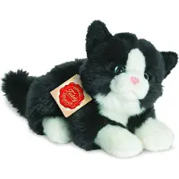 Teddy HERMANN® Hermann Teddy Knuffeldier kat/poes - zachte pluche stof - premium kwaliteit knuffels - zwart/wit - 20 cm