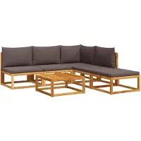 vidaXL 6-delige tuinbankset met kussens acaciahout & touw