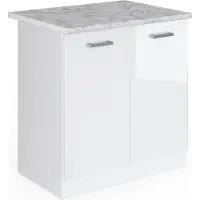 Vicco R-Line Wastafelkast – 80 cm, WB Marmer Wit Hoogglans