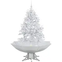 vidaXL Kerstboom sneeuwend met paraplubasis 140 cm wit