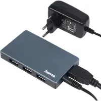 Hama USB 3.0 Hub (USB A), Docking station + USB-hub, Grijs